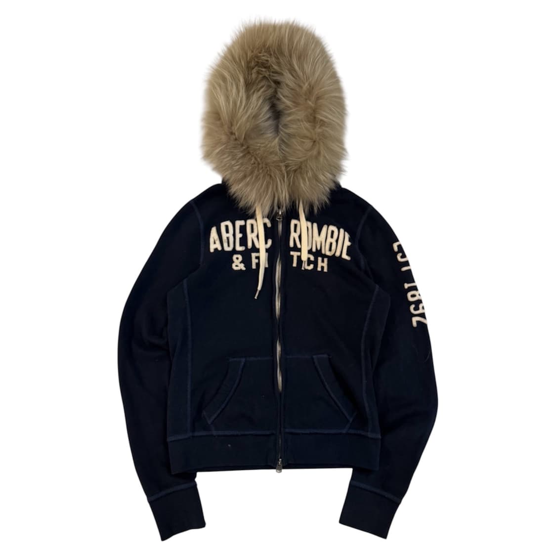 아베크롬비 딱붙핏 울프죠 퍼 후드집업 네이비 상품이미지1