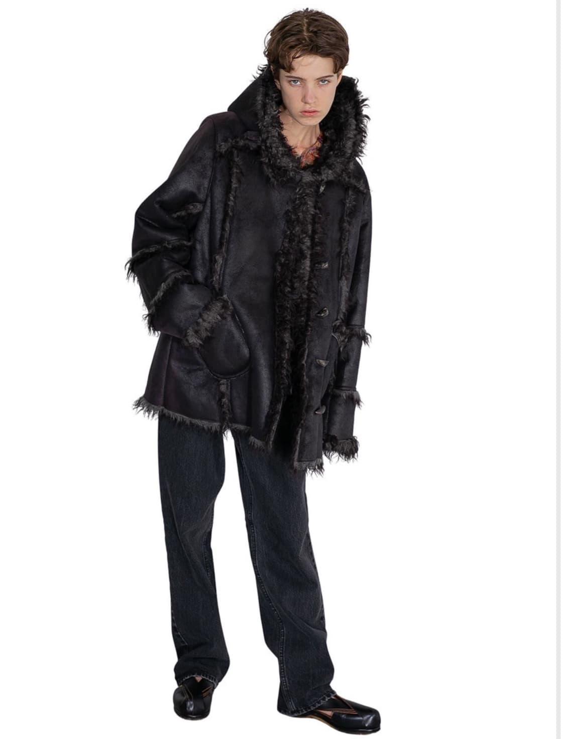 퍼버즈 테디 후드 무스탕 상품이미지2