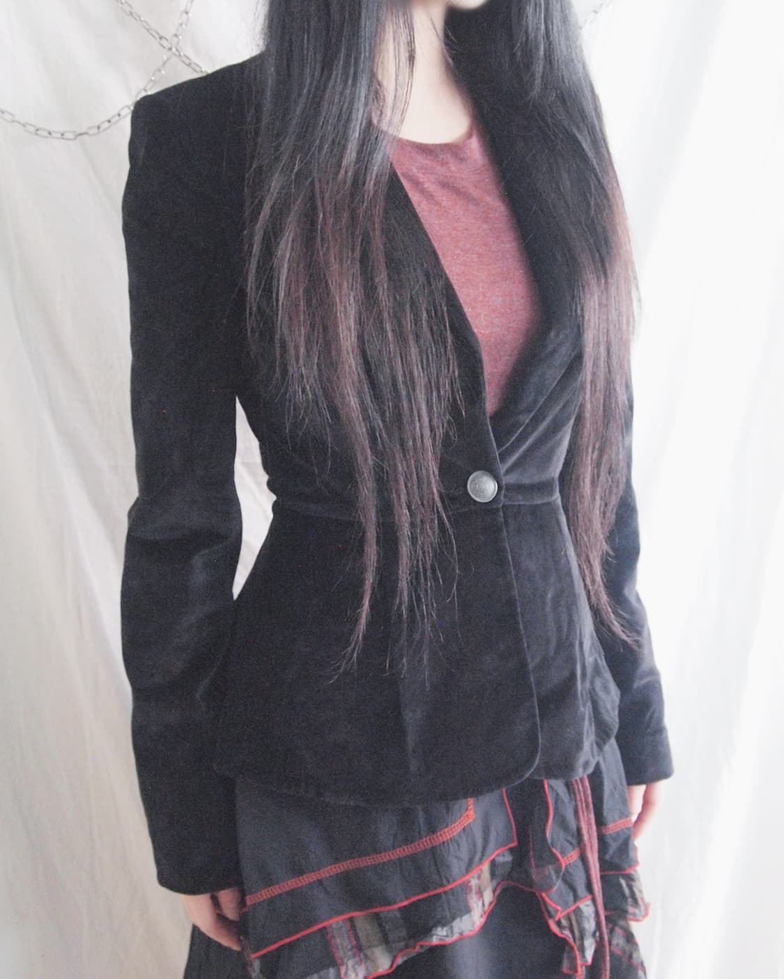 alice+olivia 벨벳 스웨이드 크롭컷 슬림핏 블레이져 상품이미지2