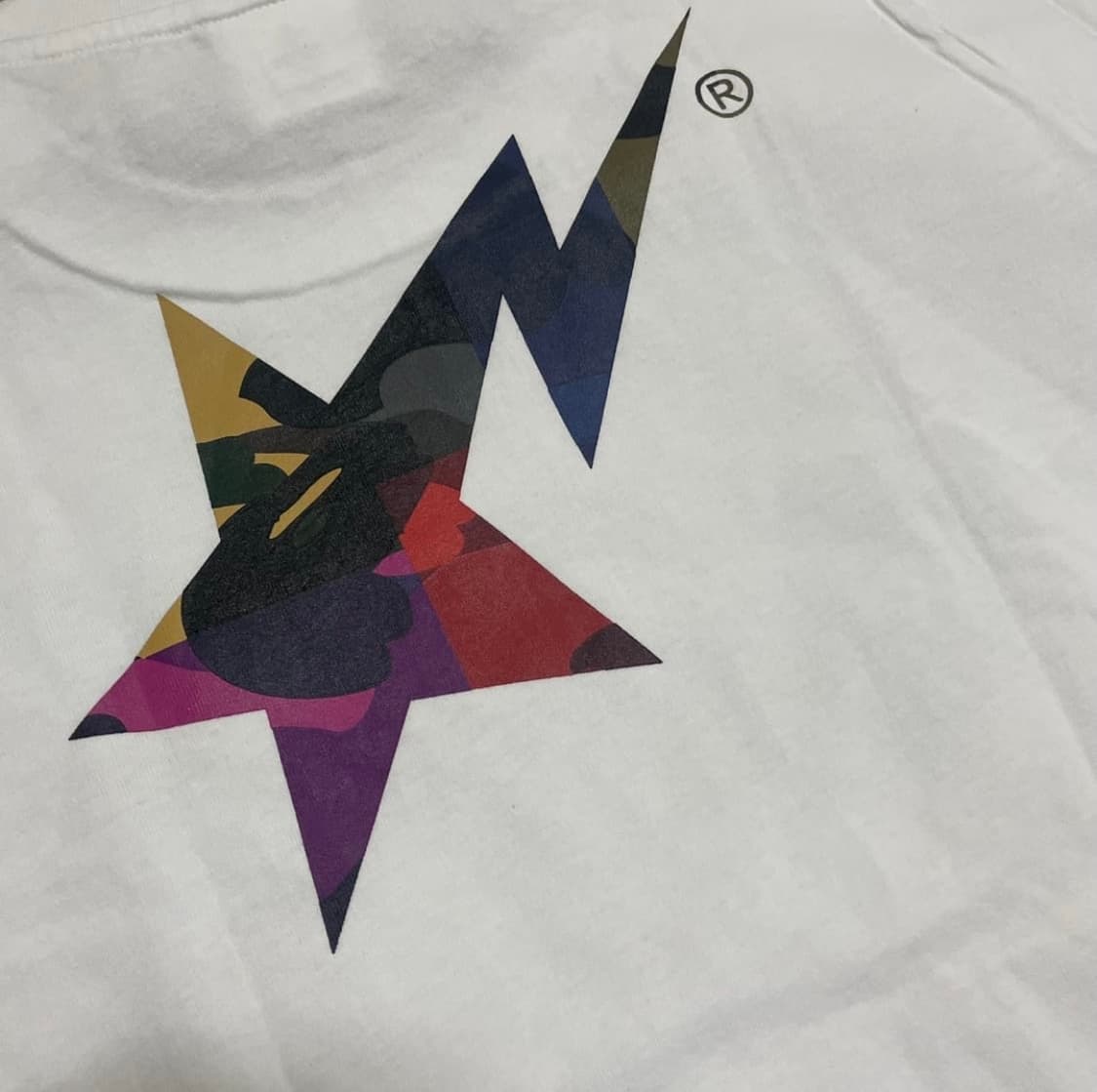 정품 베이프 스타 로고 멀티 컬러 반팔 티셔츠 새상품 상품이미지4