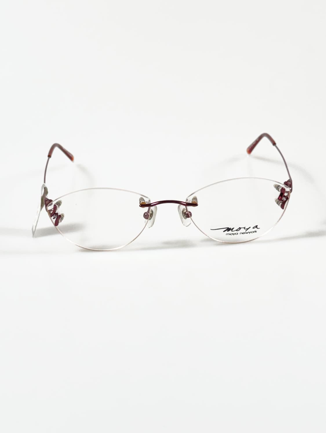 MOYA NEWYORK 오벌 무테 버건디 레드메탈 빈티지 안경 상품이미지2