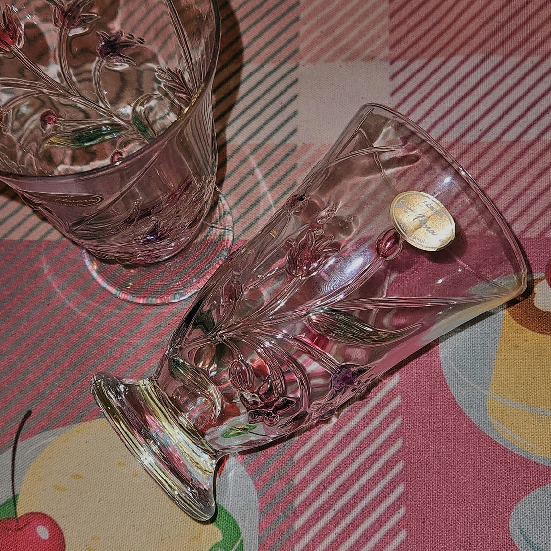 일본 이시즈카 레트로 컬러 꽃 받침 글라스 상품이미지5