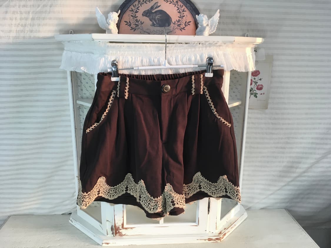 액시즈팜 앤틱 브라운 레이스 하프팬츠 상품이미지1