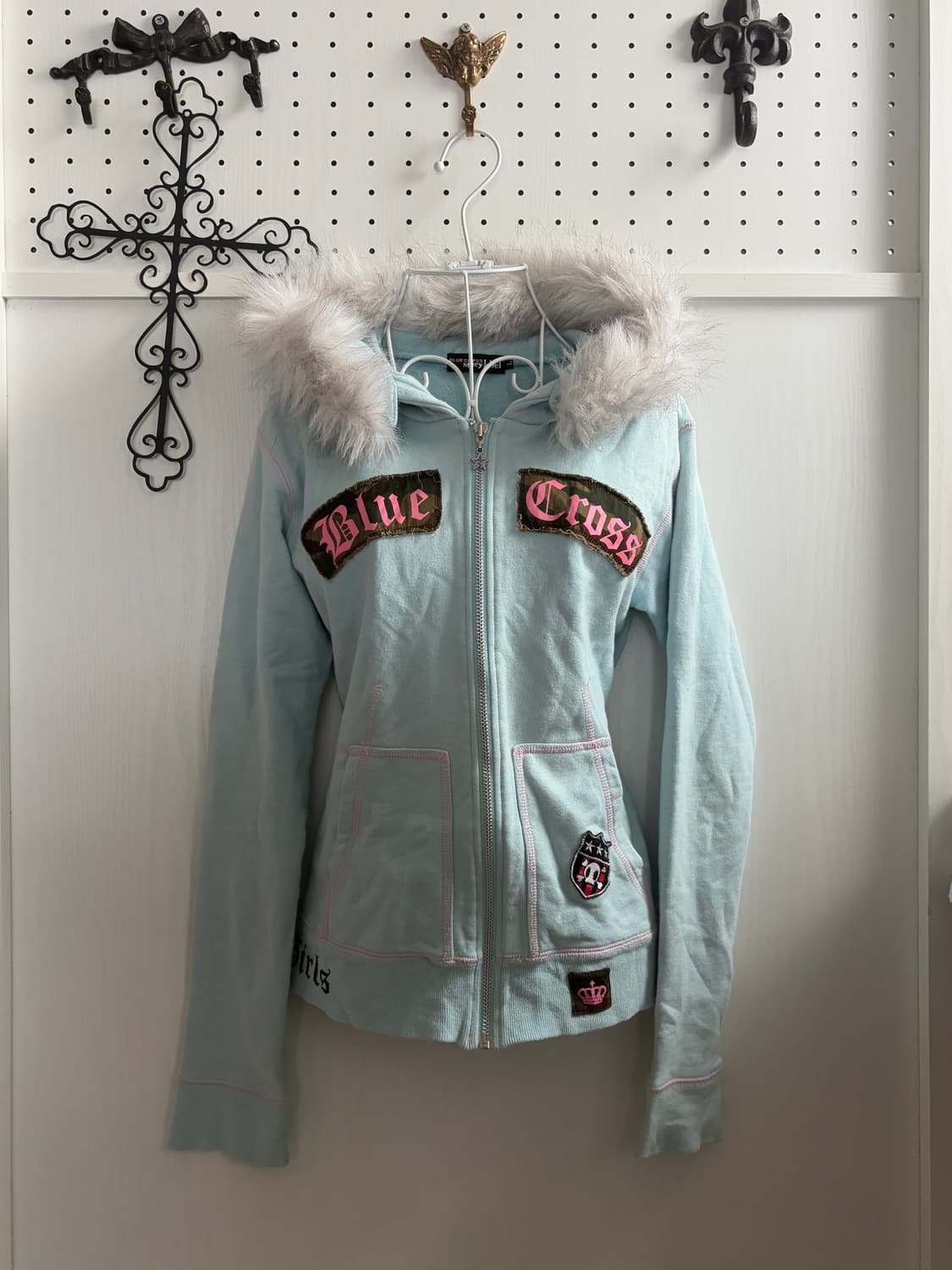 • Fur Hood Sky Blue Hood Zip-Up 상품이미지1