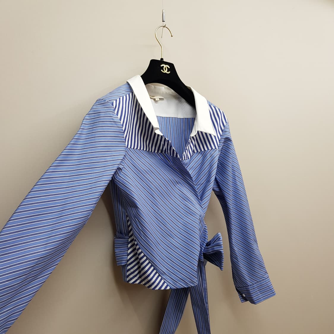 마쥬 스트라이프 랩 셔츠 블라우스 S사이즈 상품이미지4