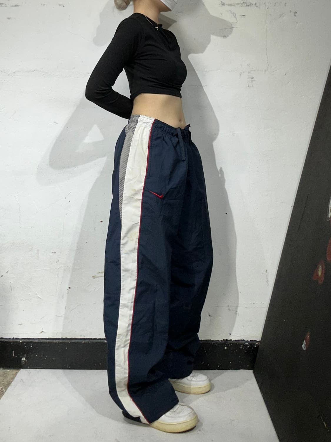 나이키 네이비 화이트 사이드 라인 와이드 팬츠 XL 상품이미지1