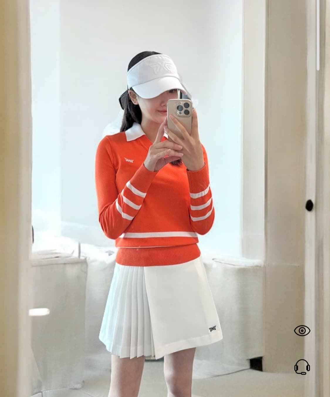 (새상품)PXG 신상 여성오렌지색 카라니트S 상품이미지7