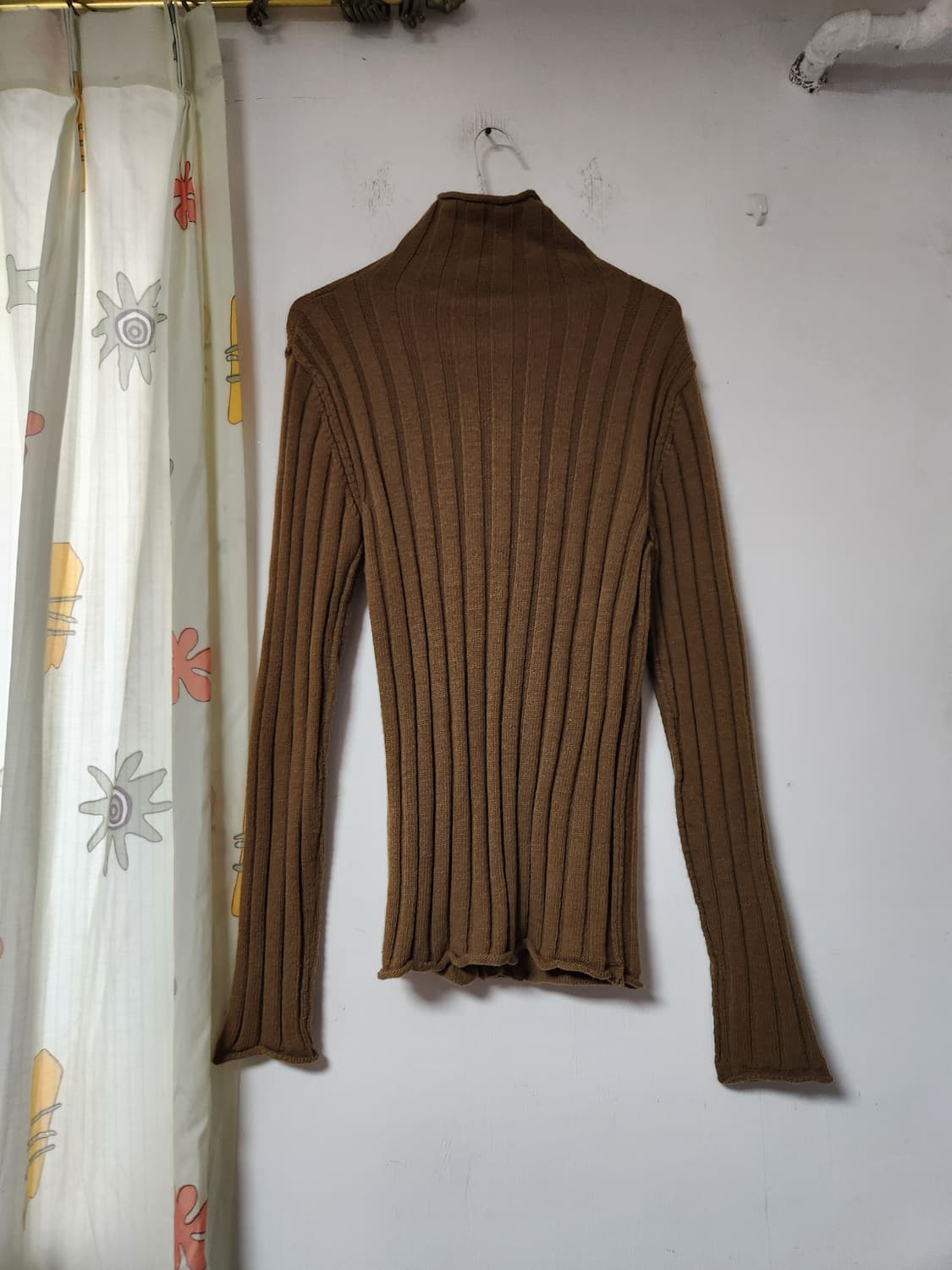 골지 니트 쫄 가디건 브라운 L 상품이미지2