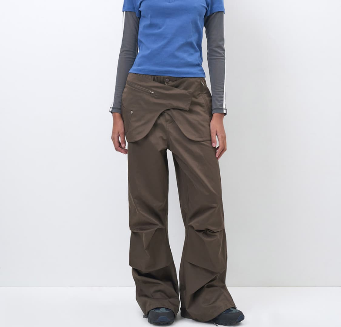 파르티멘토 우먼 레이어드 파라슈트 팬츠_브라운 상품이미지1