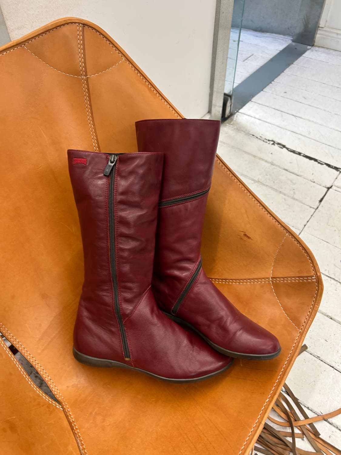 캠퍼 가죽 부츠 버건디 여성용 235mm 상품이미지4