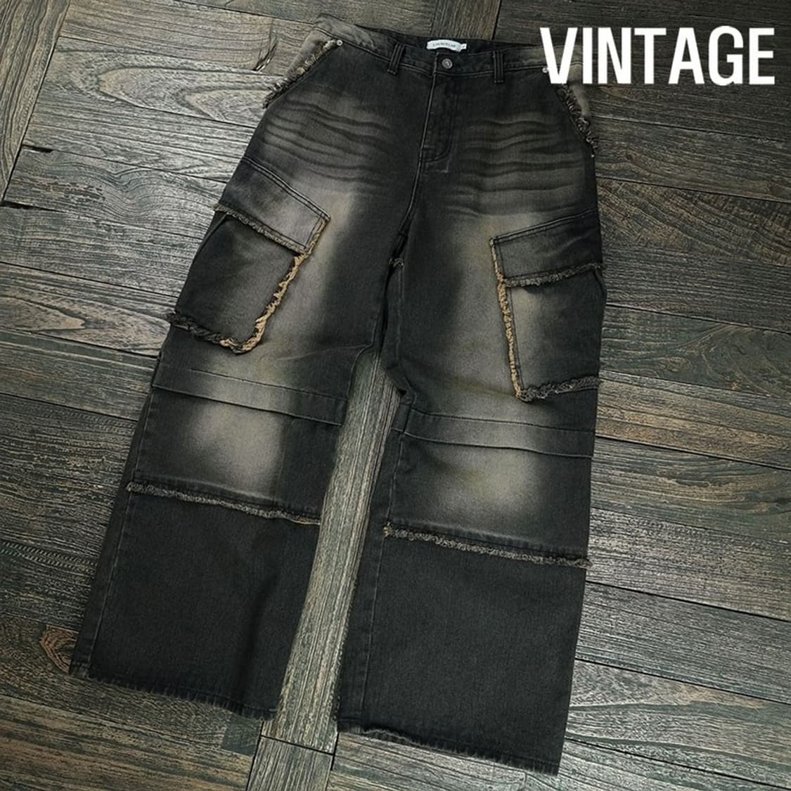 [빈티지] 워시드 와이드 카고 데님 팬츠 M19417 상품이미지1