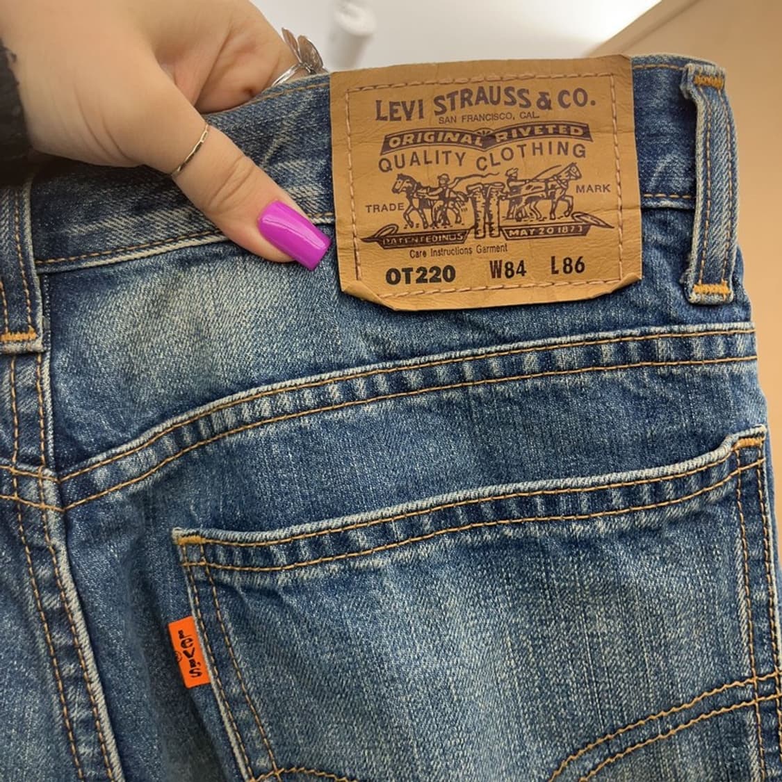 리바이스 OT220 빈티지 오렌지탭 워싱 데님팬츠 33인치 C07142 상품이미지5