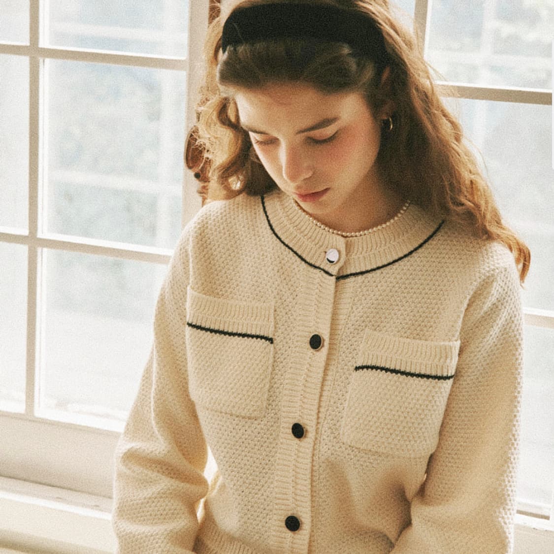 론론(RONRON) 트위드 니트가디건 55-66 상품이미지2