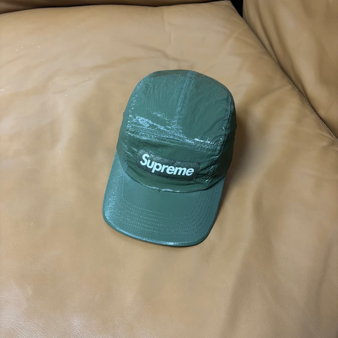 슈프림 캠프캡 모자 박스로고 글로스 립스탑 카키 상품이미지1