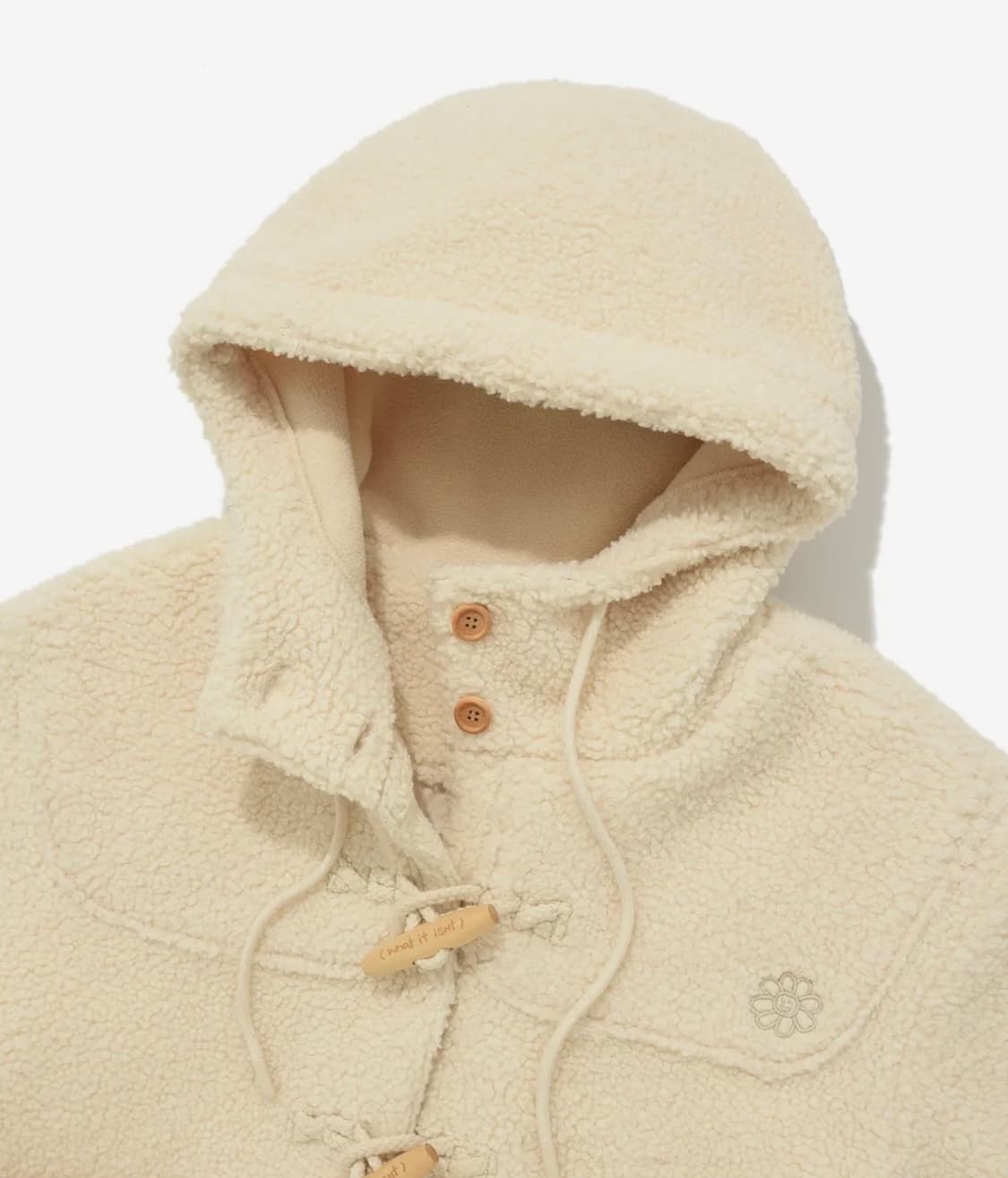 와키윌리 우먼스 플로리 플리스 후드 더플 자켓 아이보리 상품이미지2