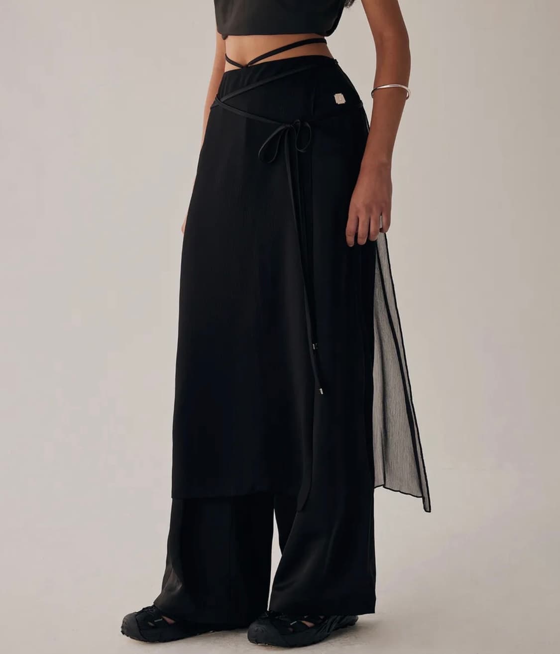 See-Through Strap Wrap Pants  상품이미지1