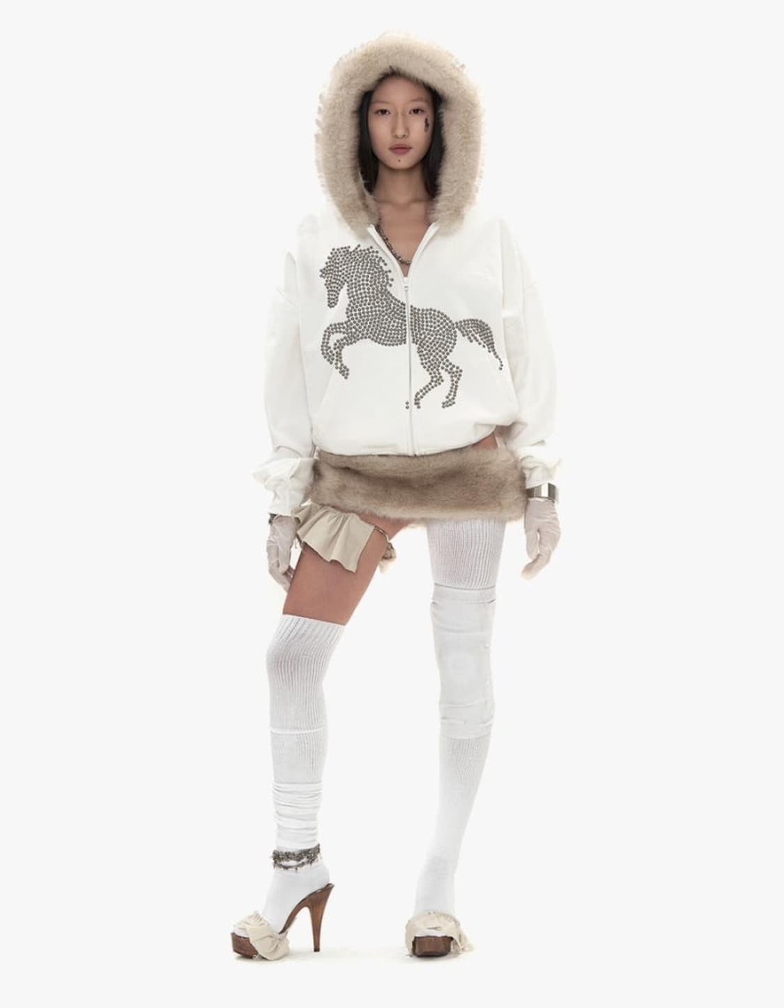604service STUDDED FAUX FUR HOODIE 후드집업 상품이미지3