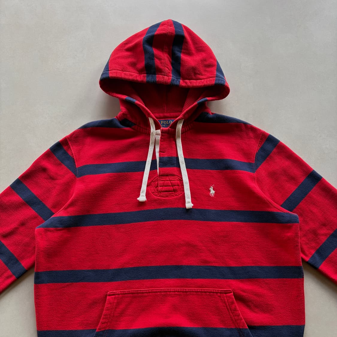 [L]폴로 랄프로렌 스트라이프 럭비 기모 후드 상품이미지3
