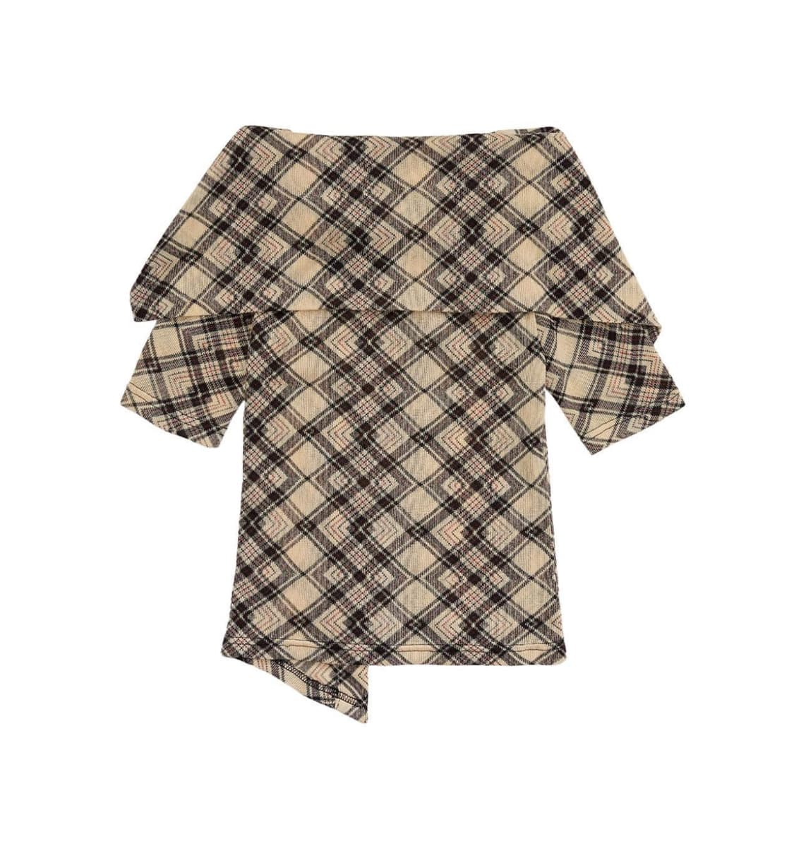 Yeel off-shoulder button top check 상품이미지3