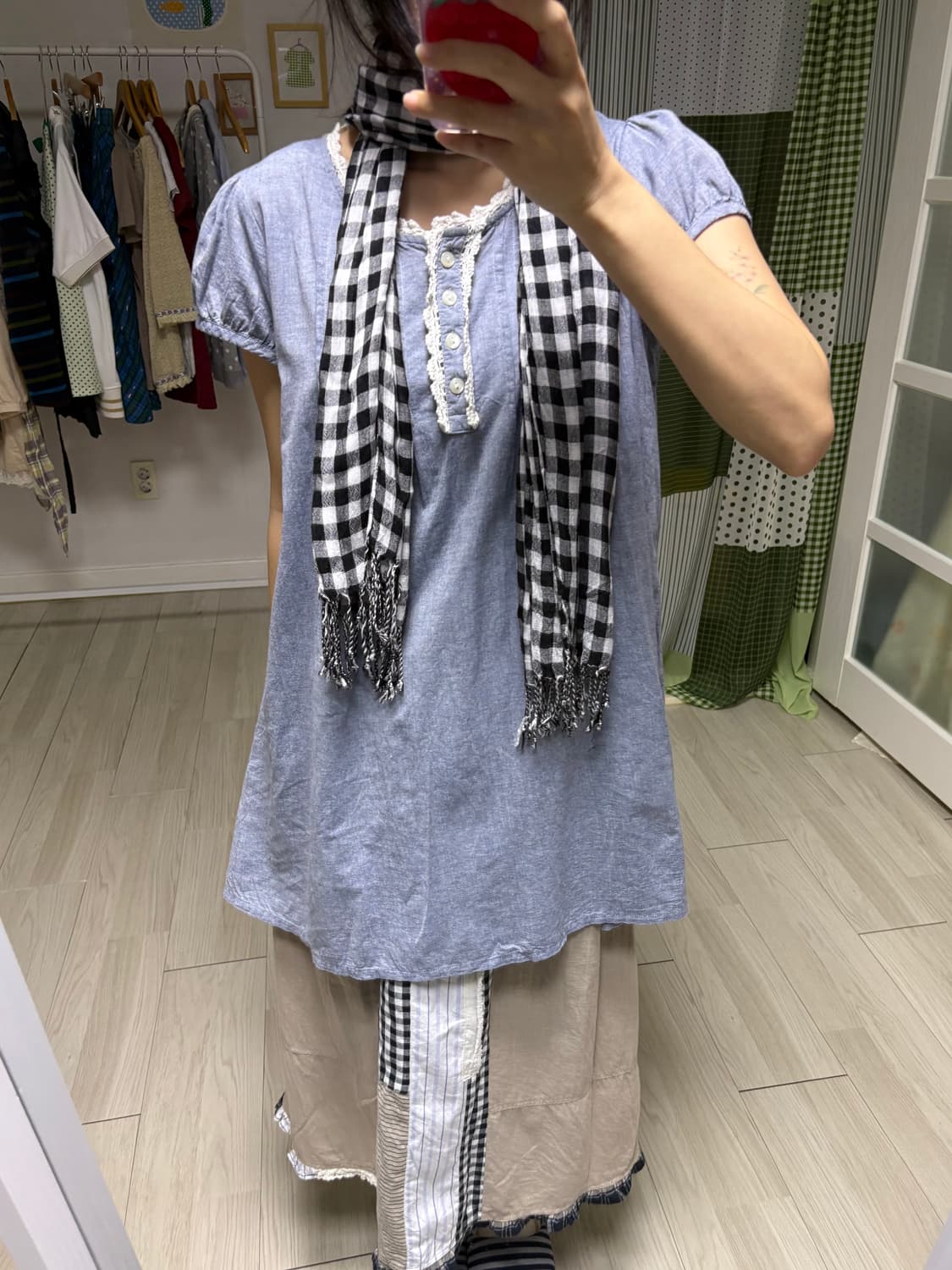 블랙 체크 스카프 상품이미지8