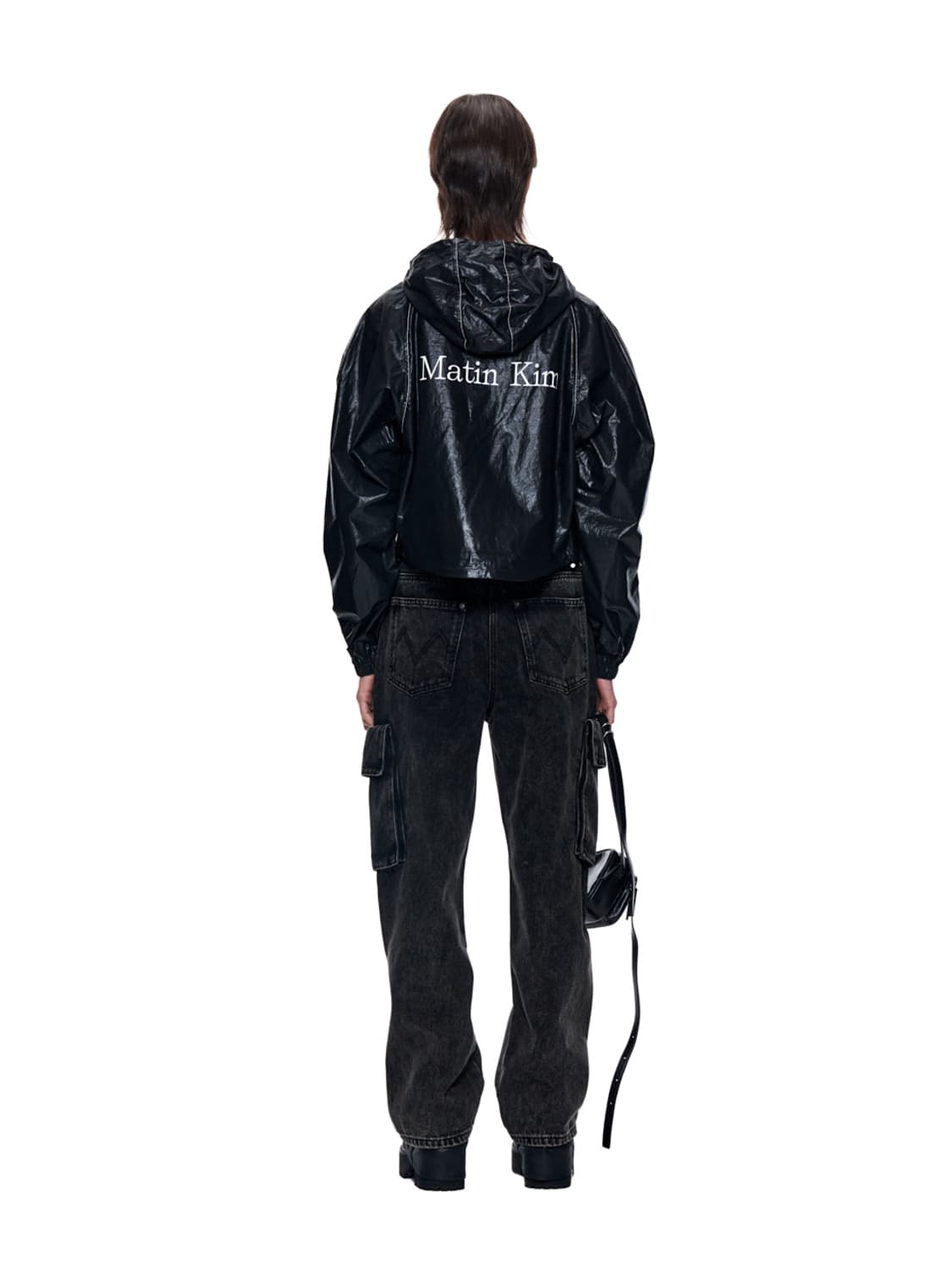 마뗑킴 마뗑 크롭 후디 코팅 점퍼 블랙 상품이미지10