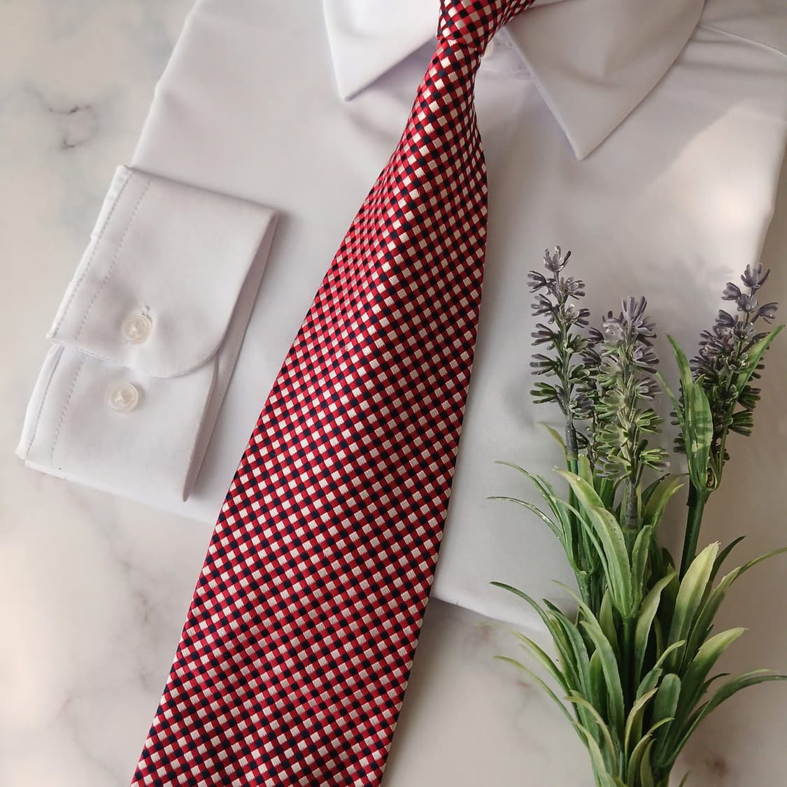 타미 힐피거 실크 레드 체크 넥타이 9.4cm A+등급 A18892
 상품이미지5