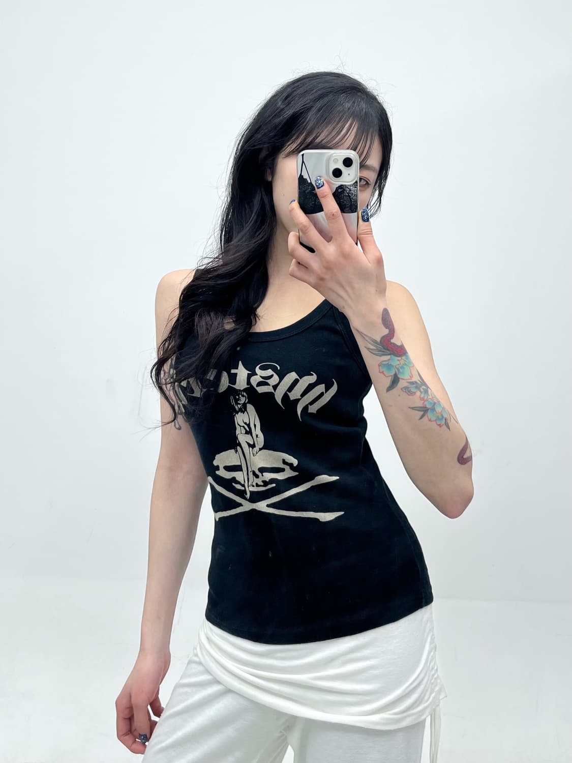 Hysteric Glamour 블랙 스컬 숏 슬립 상품이미지1