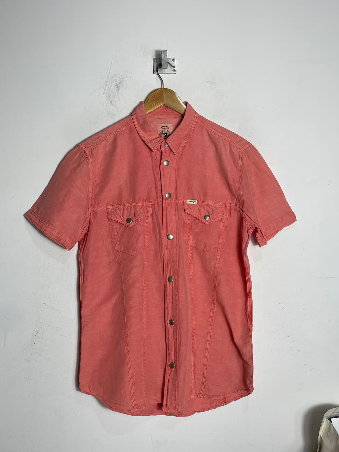 Diesel Industry 디젤 코랄 반팔 핑크 셔츠 상품이미지1