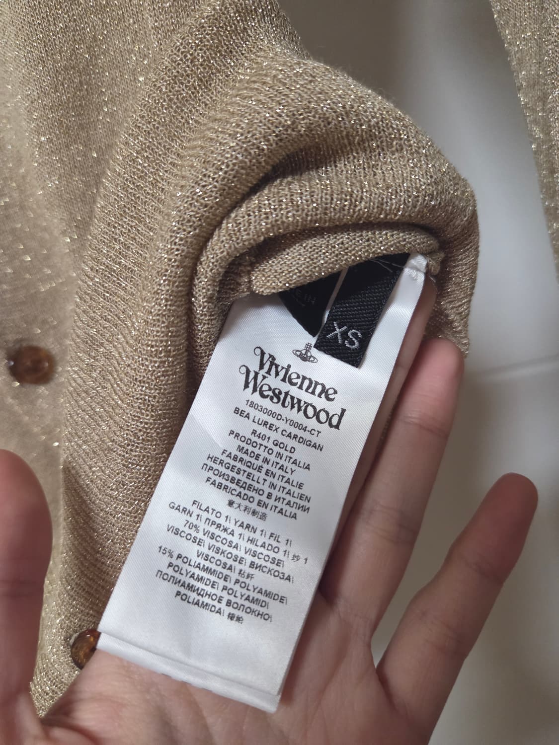 비비안웨스트우드 베아 루렉스 가디건 골드 상품이미지2