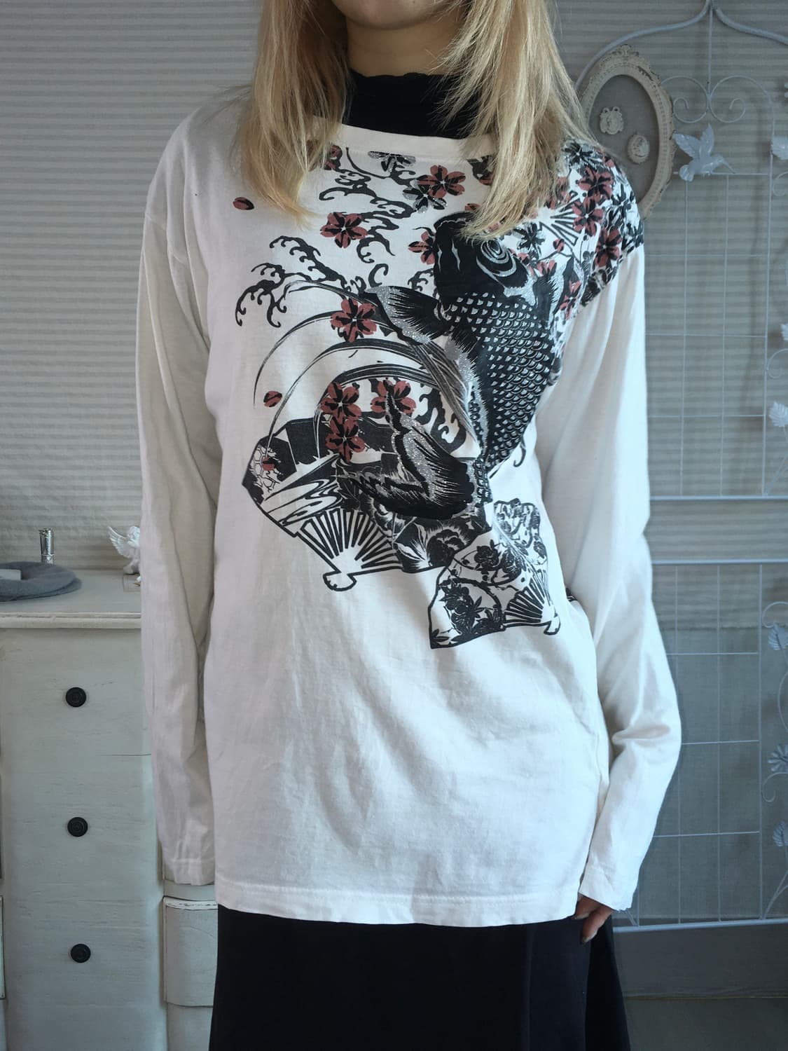 일본빈티지 오리엔탈 프린팅 긴팔 티셔츠 상품이미지8