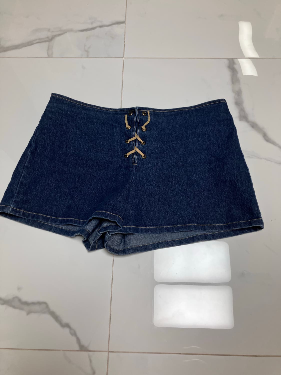 90s 빈티지 LEI 코르셋 데님 레이스 업 마이크로 쇼츠 청반바지 상품이미지1