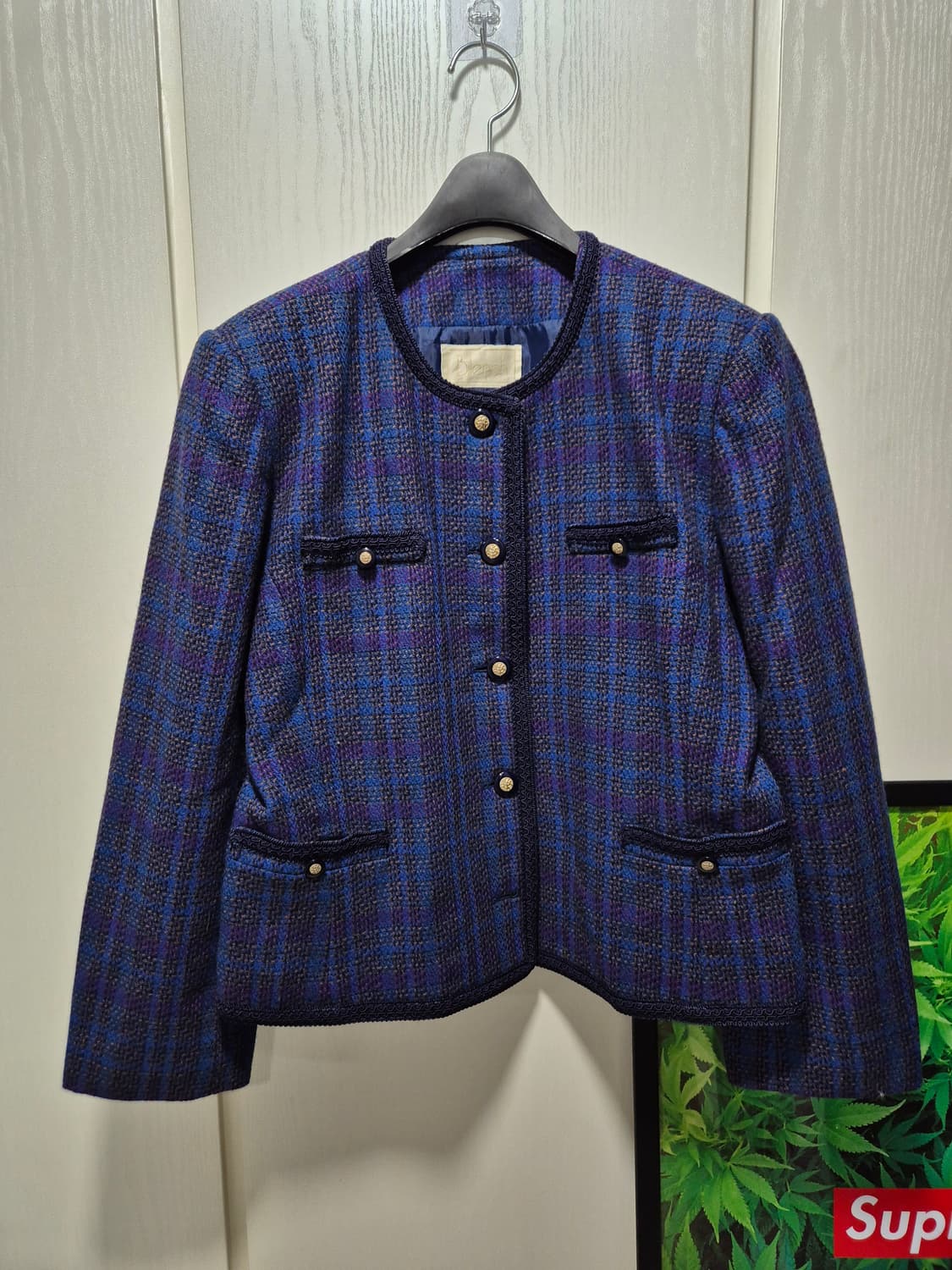 체크 패턴 트위드 빈티지자켓 상품이미지1