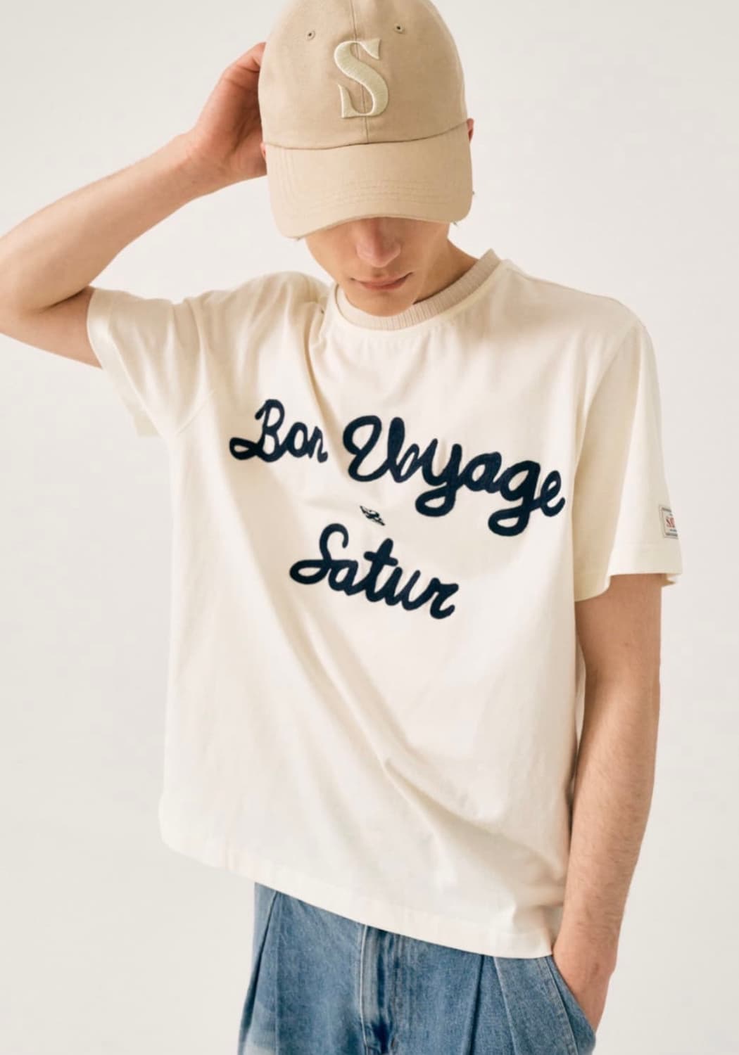 세터 로고 자수 보야지 반팔 티셔츠 리조트 아이보리 S  상품이미지3