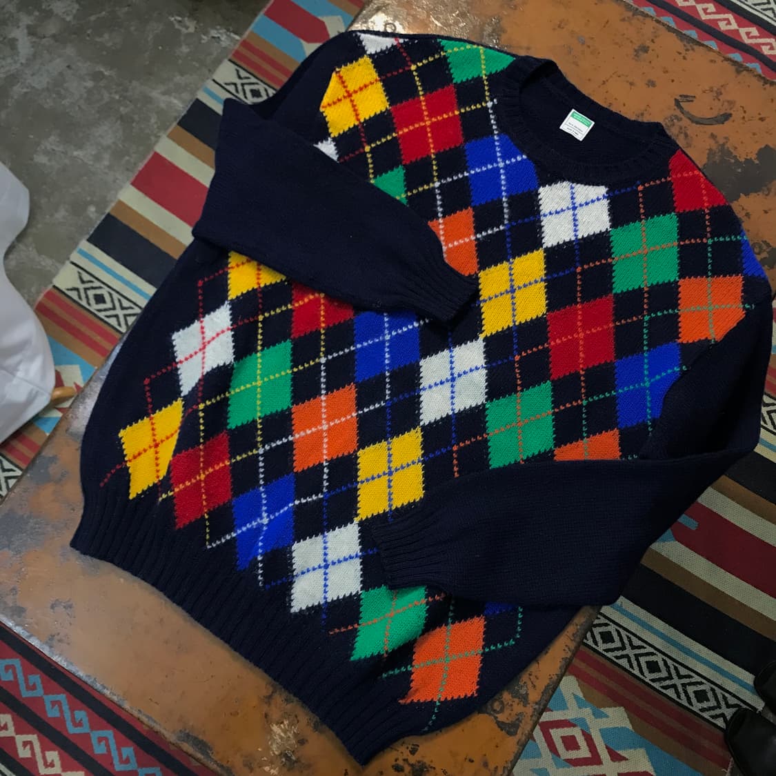 베네통 아가일 패컨 네이비 셰틀랜드 울 니트 남성 115 빅사이즈 상품이미지2