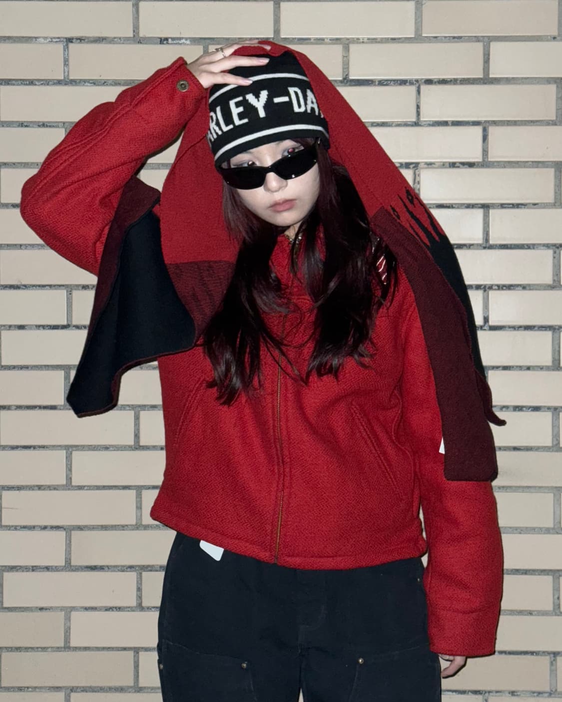 90s 할리 데이비슨 플레임 울 숏자켓 상품이미지1