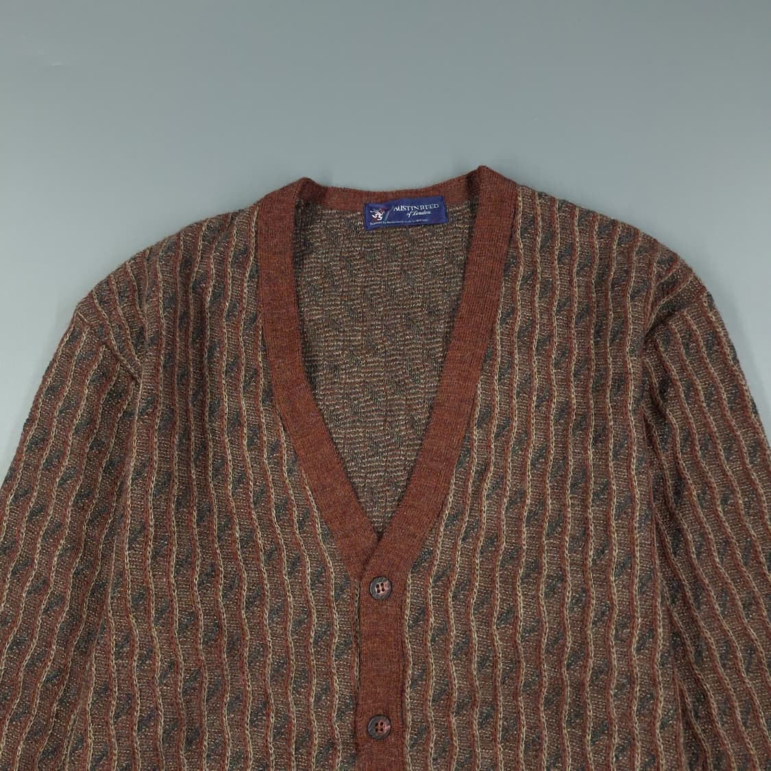 오스틴리드 브라운 멀티컬러 스트라이프 울100 브이넥 니트 가디건 M 상품이미지4