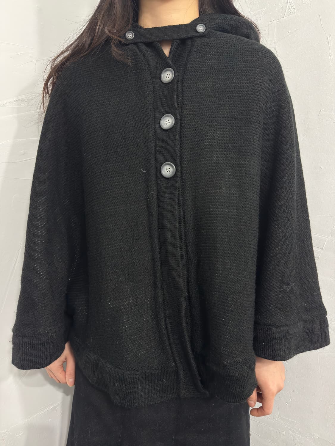 knit hood button cape 상품이미지1