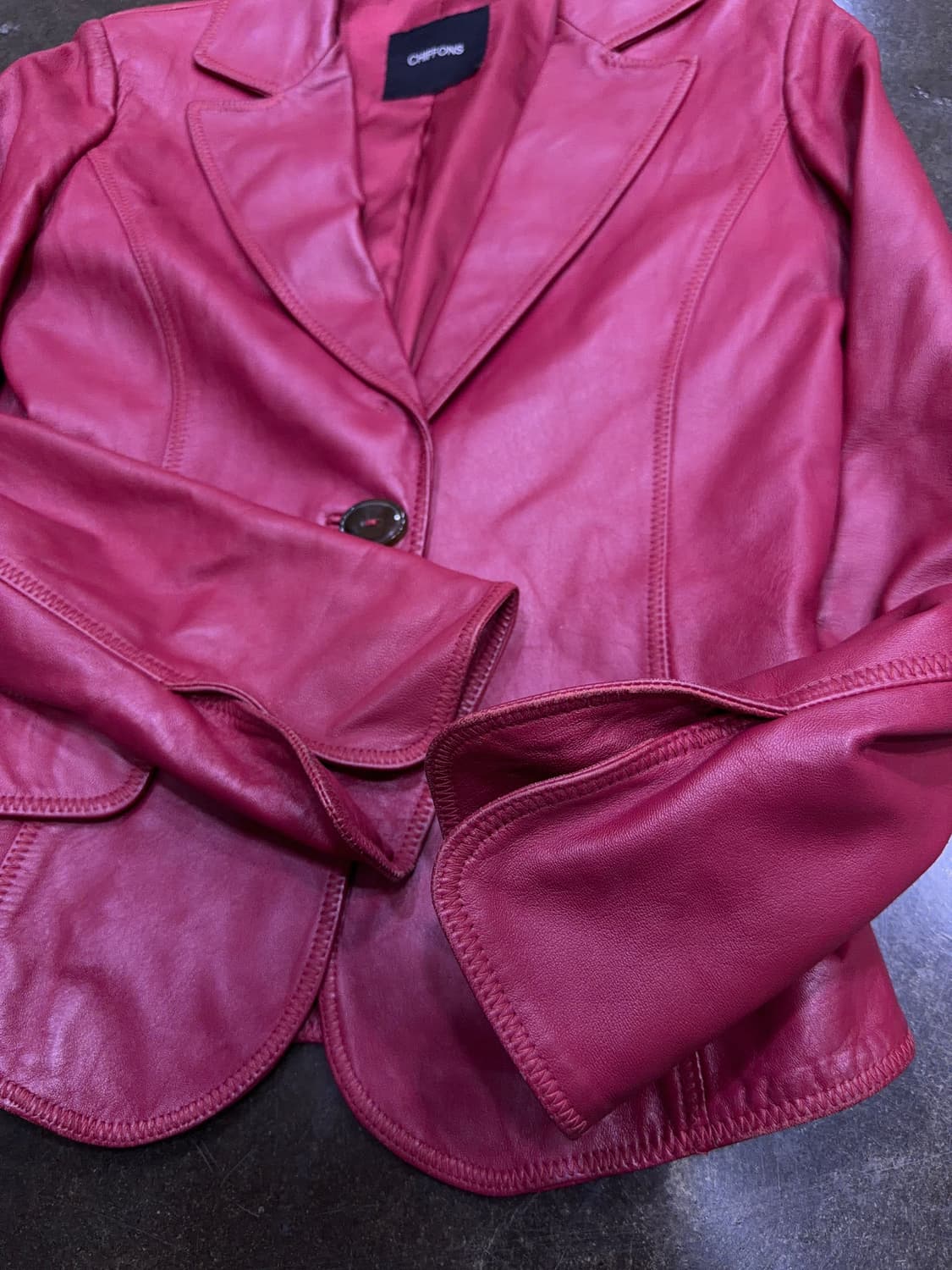 CHIFFONS 인디언 핑크 양가죽 싱글 원버튼 레더자켓 55 상품이미지7