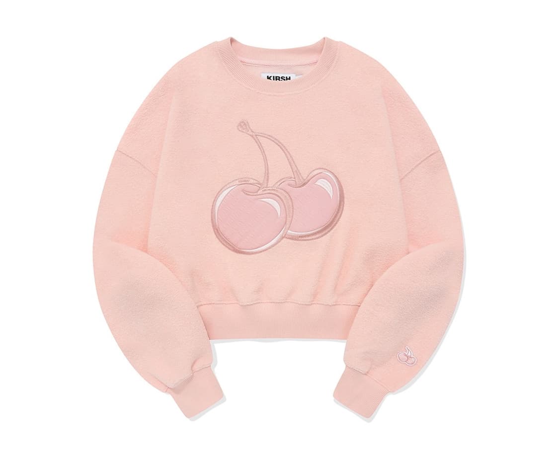 키르시 빅 체리 테리 기모 크롭 스웻셔츠 [살몬] 상품이미지1