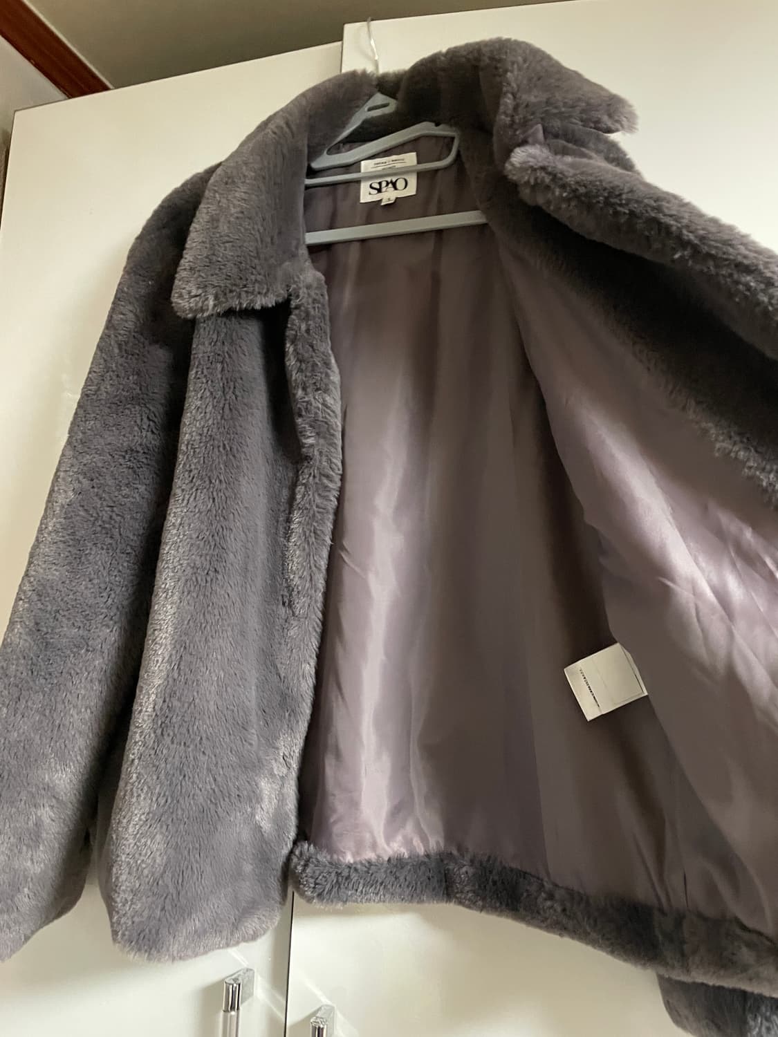 스파오 페이크 퍼자켓 그레이 상품이미지3