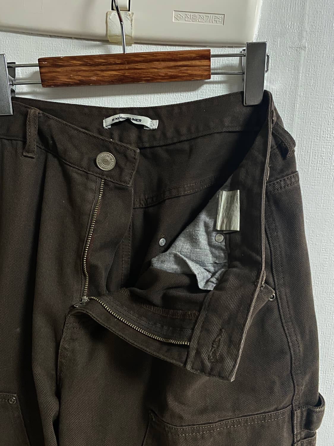 (34)빈티지 와이드핏 다크브라운 더블니 워크팬츠 상품이미지2