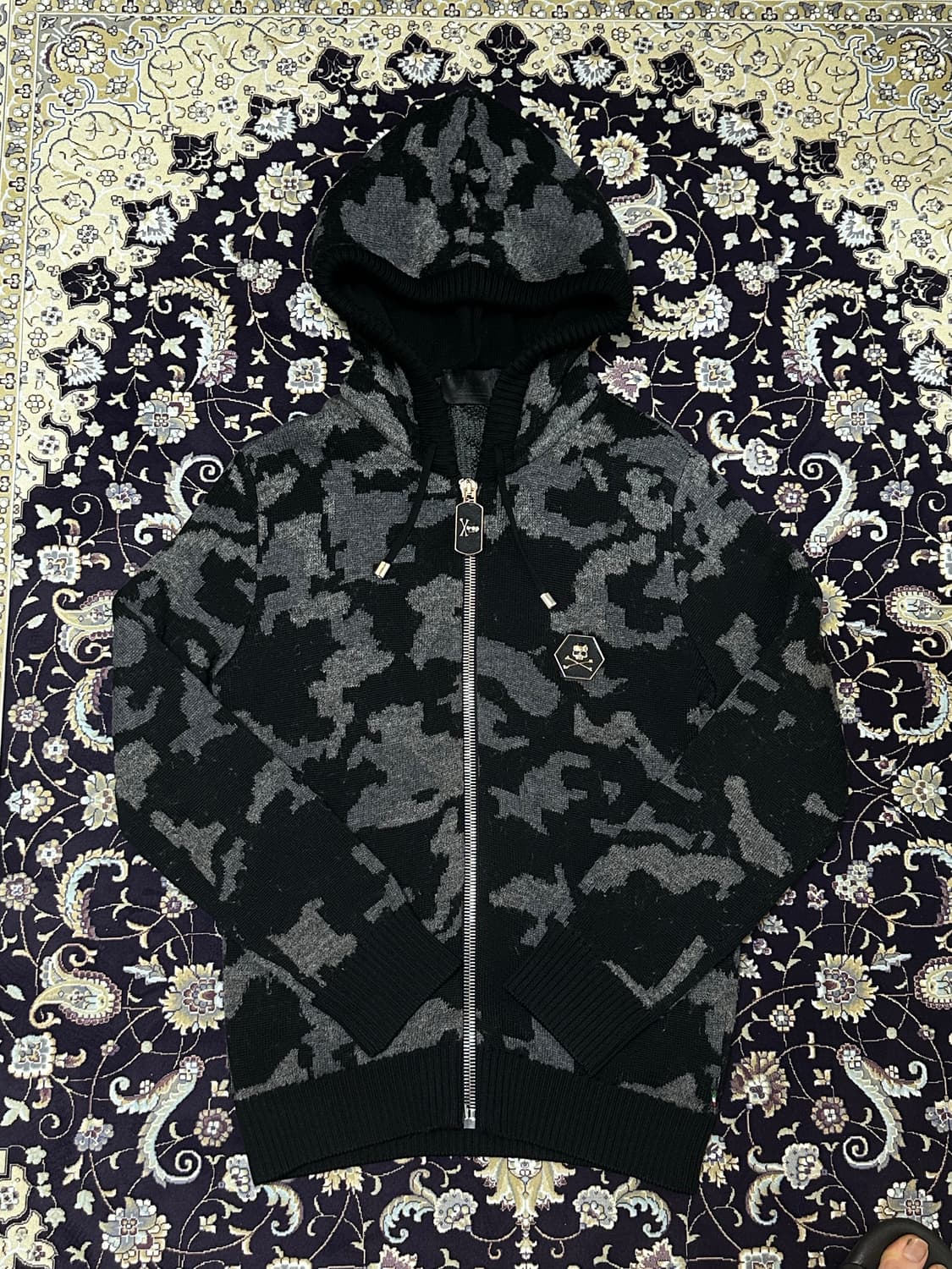 Philipp plein 카모 니트 후드집업 상품이미지1