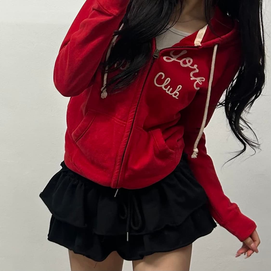 후아유 y2k 러블리힙 스웻 후드집업 희귀져지(L) 상품이미지3