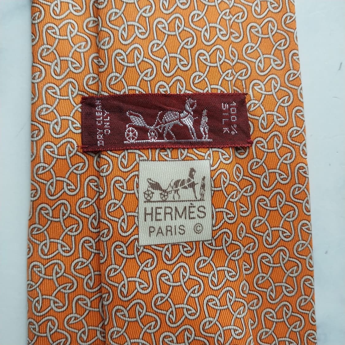 에르메스 실크 오렌지 H 패턴 넥타이 9.8cm A+~A등급 K2231
 상품이미지8
