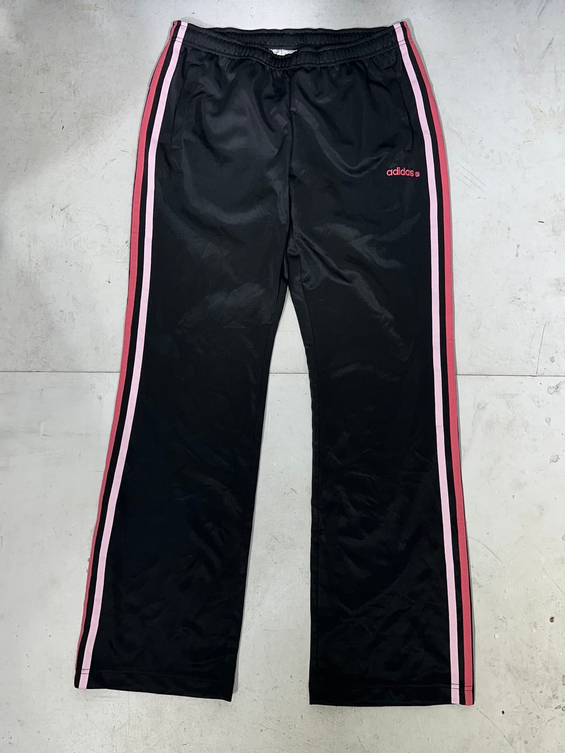 아디다스 블랙 핑크 삼선 와이드 부츠컷 트레이닝 팬츠 추리닝 바지 상품이미지4