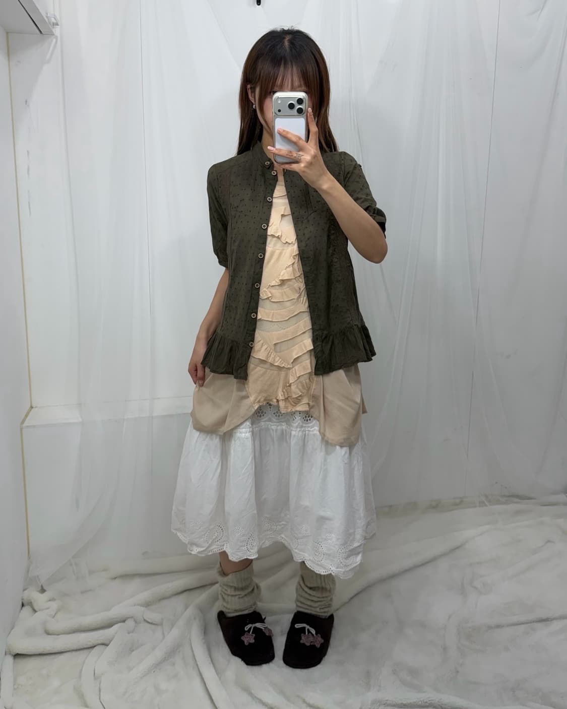 ˚꩜｡카키 베이지 레이어드 소녀 ˚꩜｡ 상품이미지1