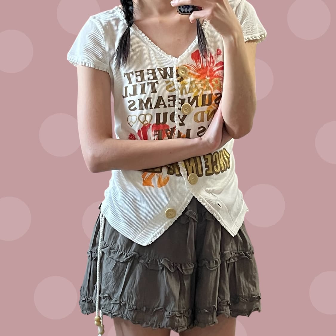 빈티지 트로피컬 프린팅 레이스 블라우스 상품이미지2