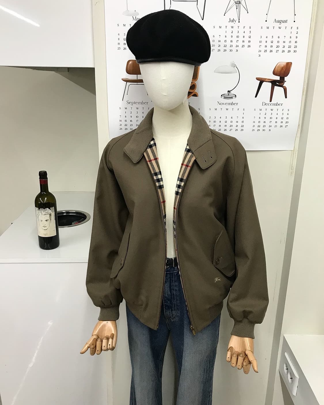 버버리 로고 울 블루종 자켓 상품이미지5