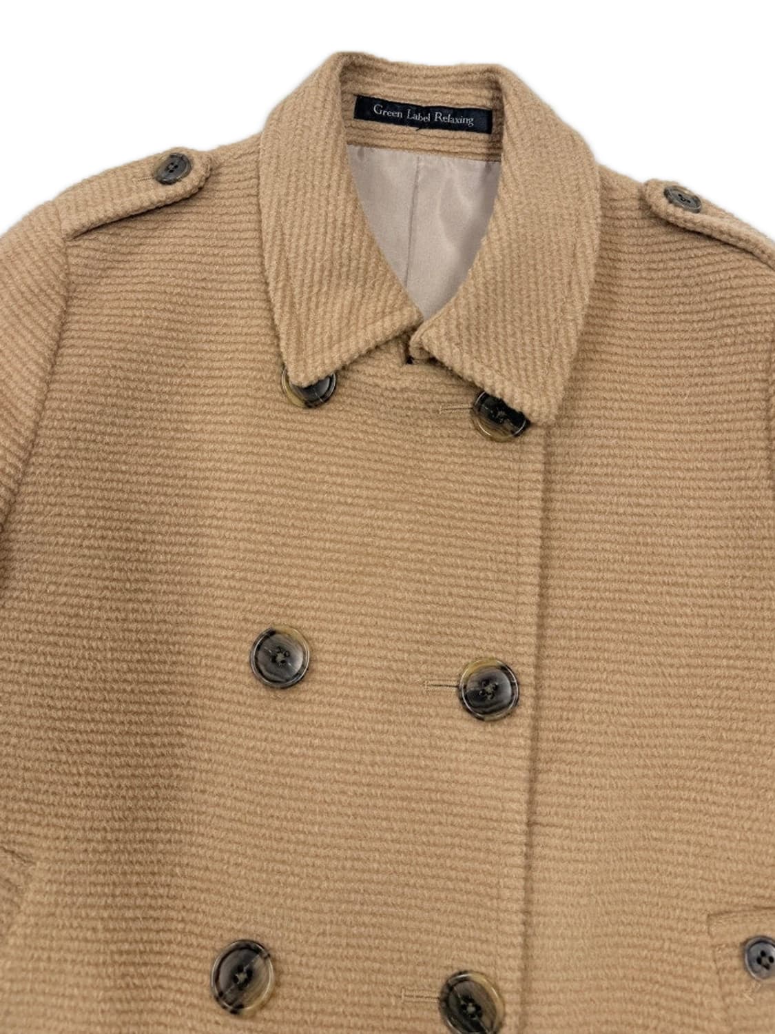 빈티지 모리걸 베이지브라운 더블 버튼 숏 코트 상품이미지3