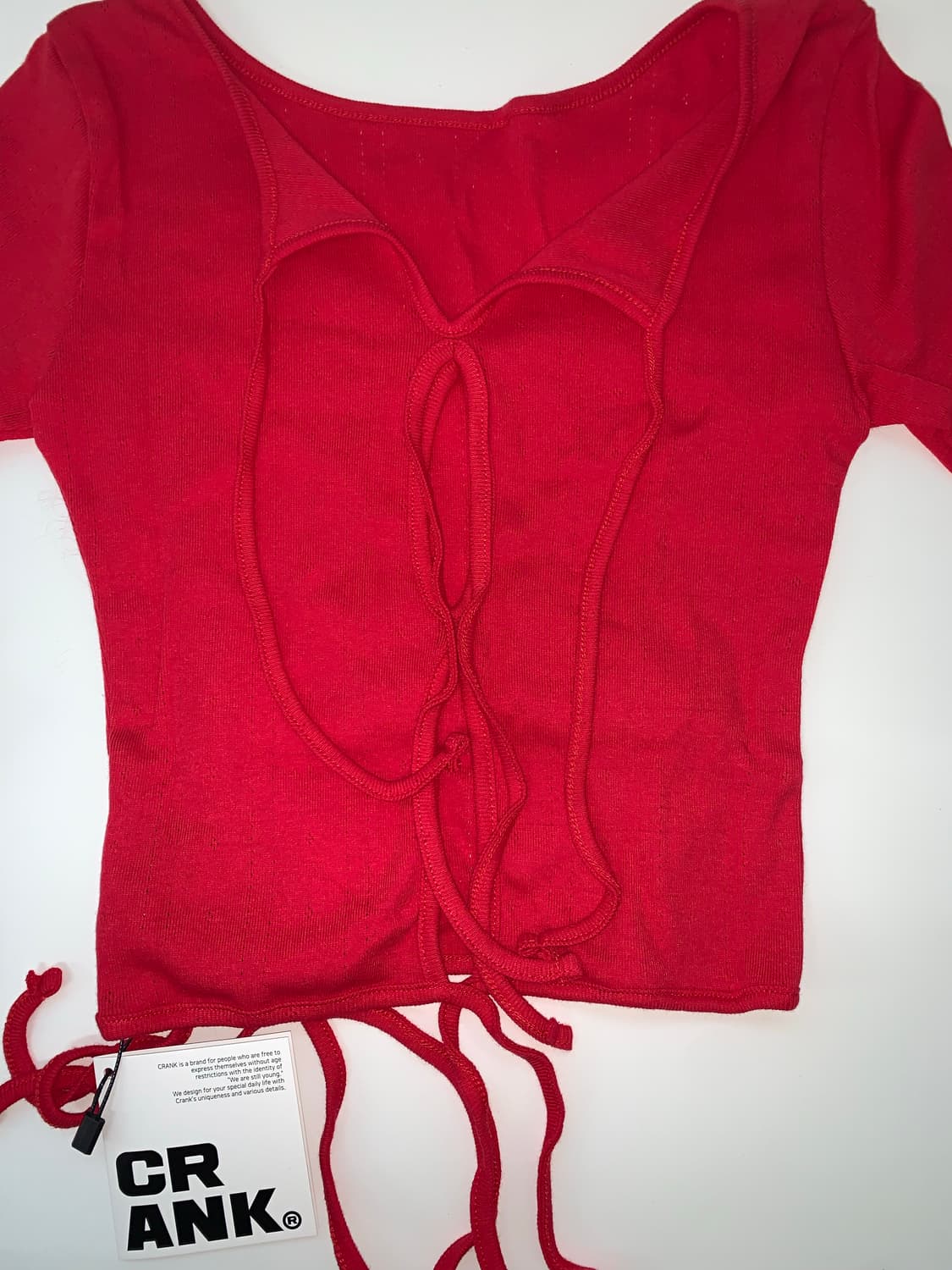 EYELET STRING CROP TOP red 상품이미지9